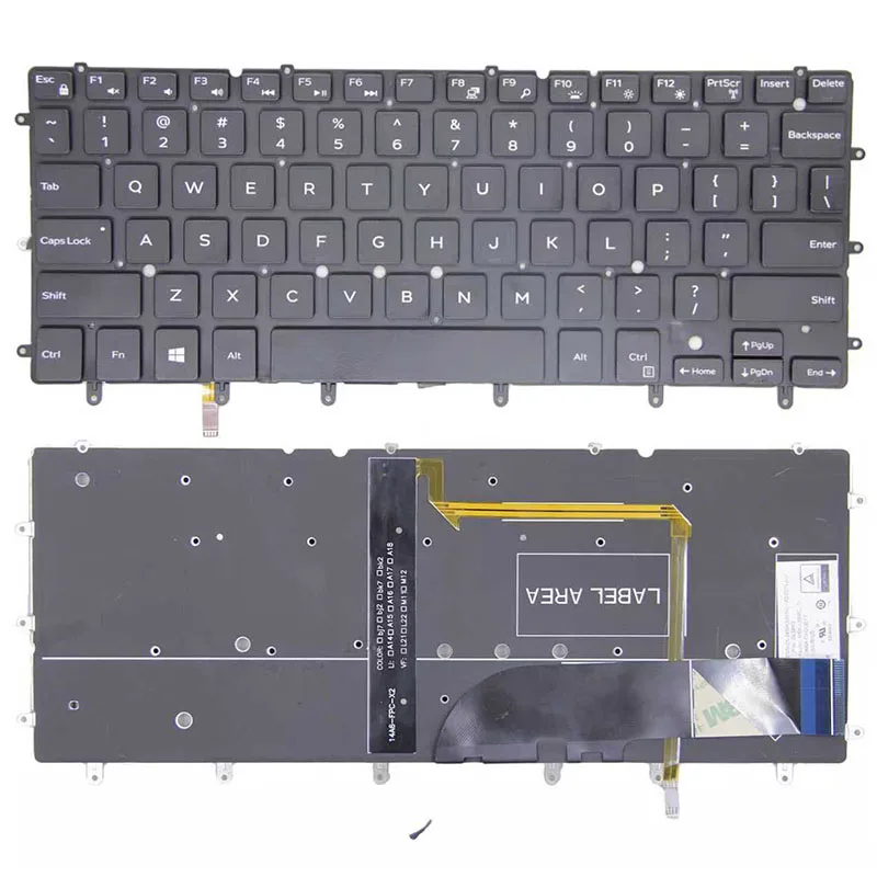 Black Color US/UK/RU/SP/FR/AR/Hebrew/JP Layout Backlight Backlit Keyboard For Dell XPS 13 9343 9350 9360 P54G P41F P57G