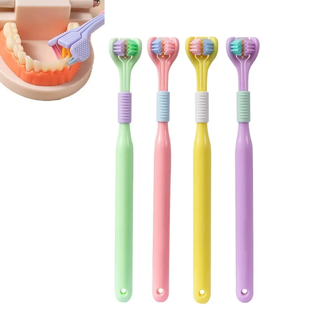 2PCS Oral Care 3-Sided Toothbrush Tartar Teeth Care Multi-directional Cleaning Travel Toothbrush Comfortable Stains Remove