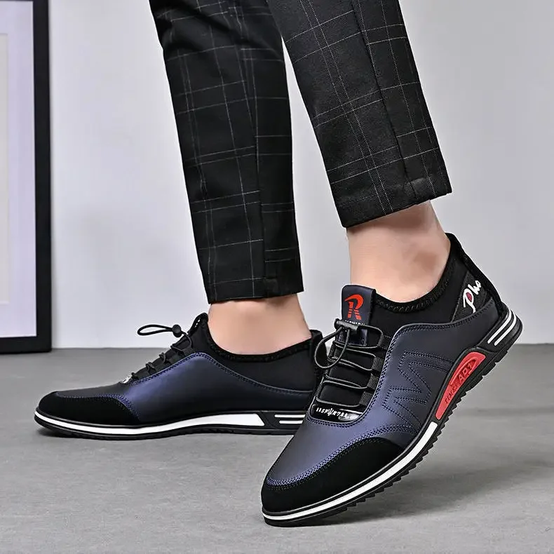 Fashion Men Leather Comfy Slip Increased Heel 6CM Footwear Mens Casual Shoes Male Office Business Dress Outdoor Sport Sneakers