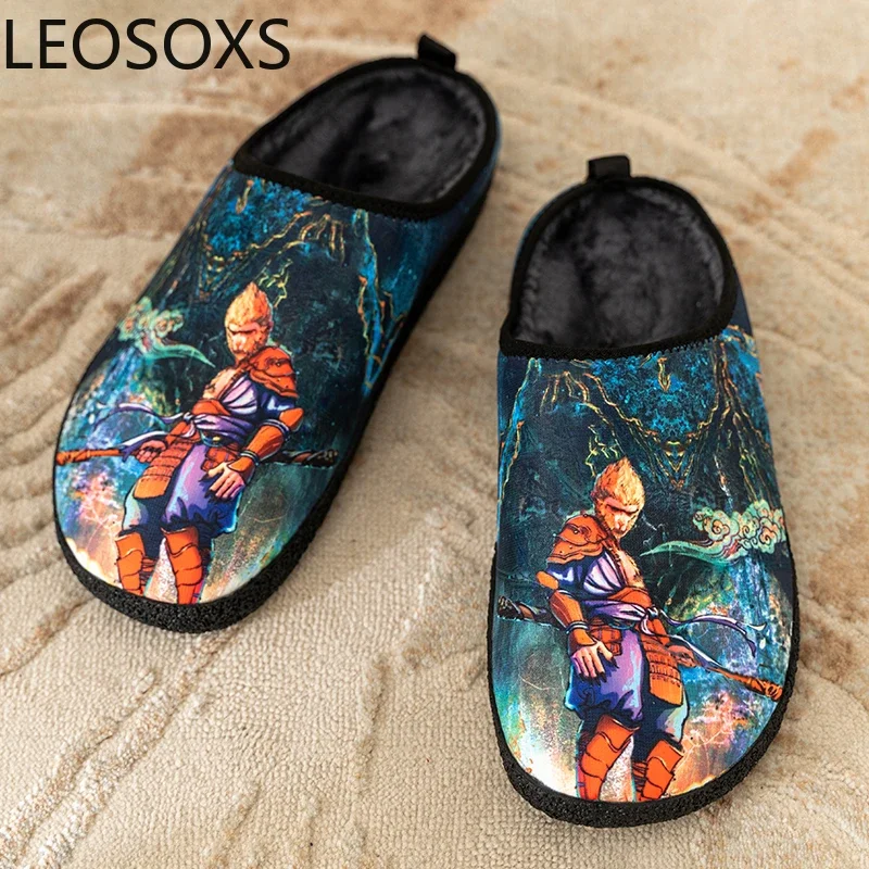 Zapatillas Slip Ons Zapatilla de felpa para hombres Zapatos de invierno resistentes Terciopelo Engrosamiento Moda LEOSOXS Zapato grueso de estilo explosivo