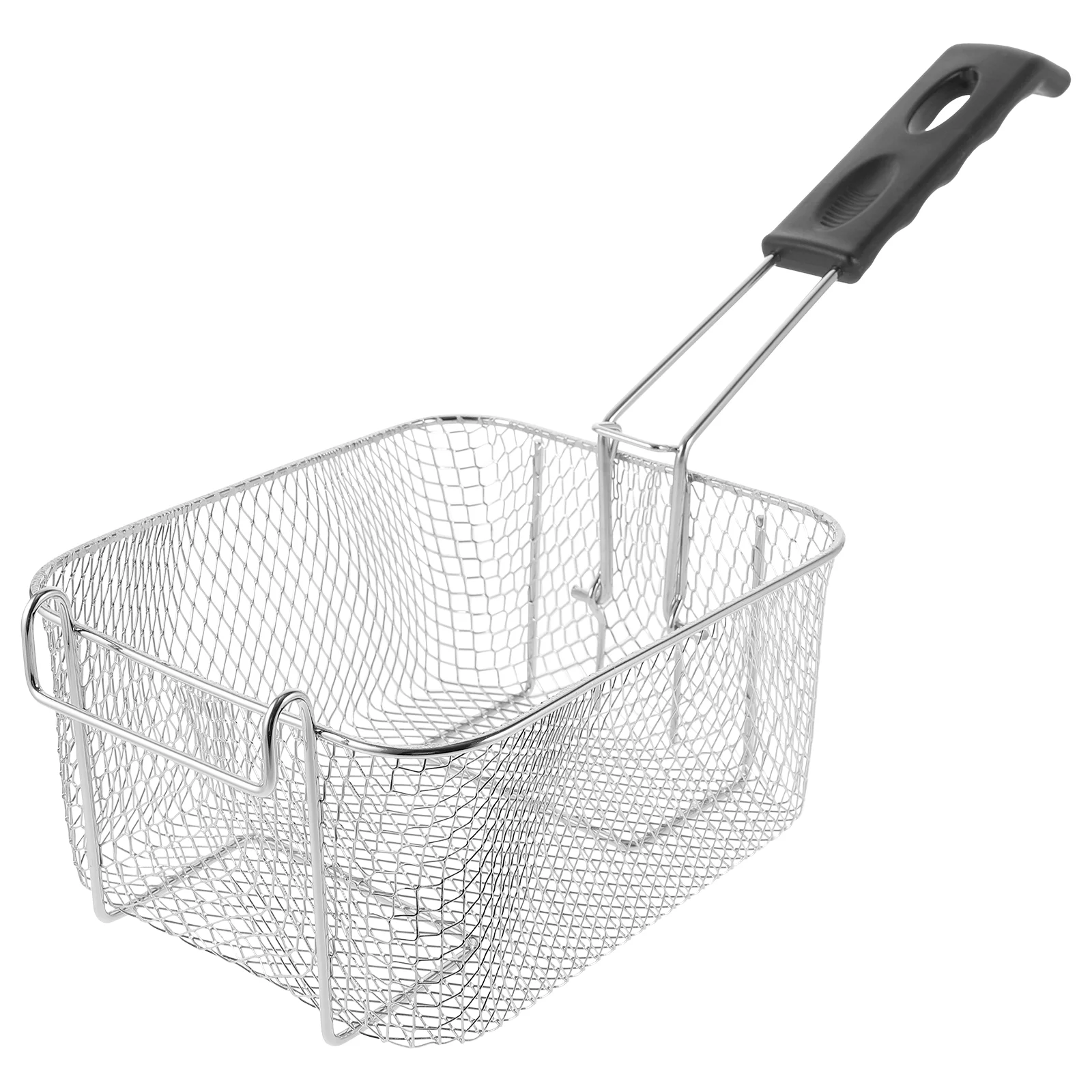 

Stainless Steel Deep Fry Basket Wire Mesh Strainer with Long Handle Frying Cooking Tool Food Presentation Tableware (Silver)