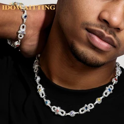 Iced Out Colorful Cz Star Eye Pendant Necklace Prong Setting 5A Cubic Zirconia Cuban Link Chain Hip Hop Jewelry