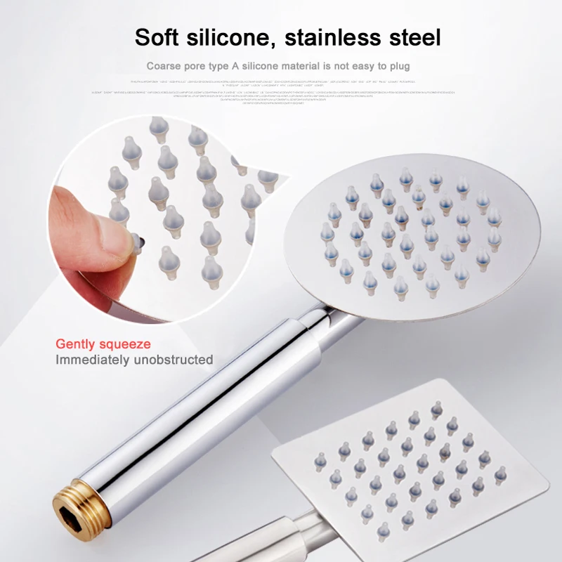 BAKALA stainless steel shower head — round/square 8/10/12 inch ultra‑thin rainfall design 5