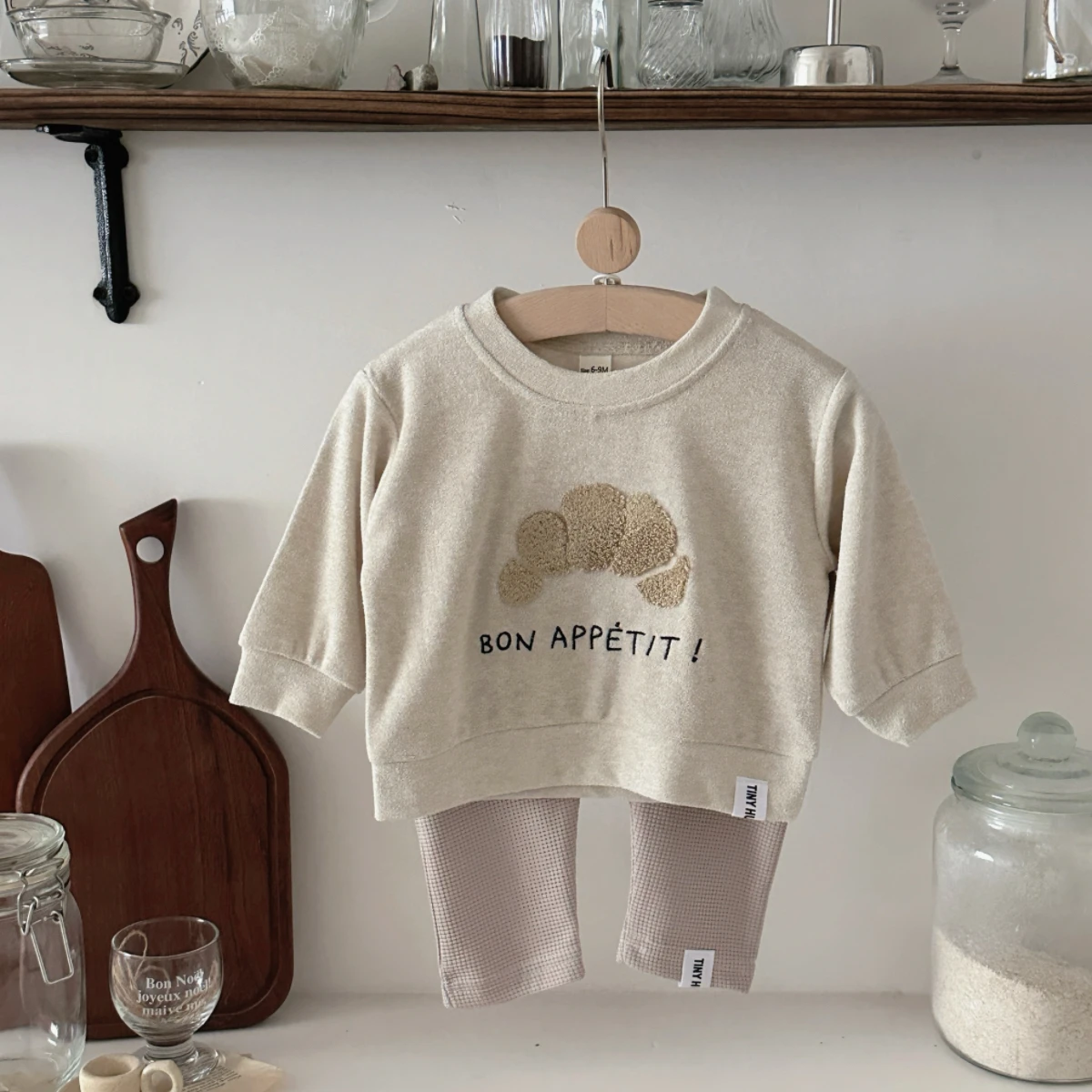 2Pcs/set Autumn New Baby Clothing Infant Clothes Sets Cow Horn Bun Towel Embroidery Top+Pants Set Newborn Baby Girls Boys Outfit