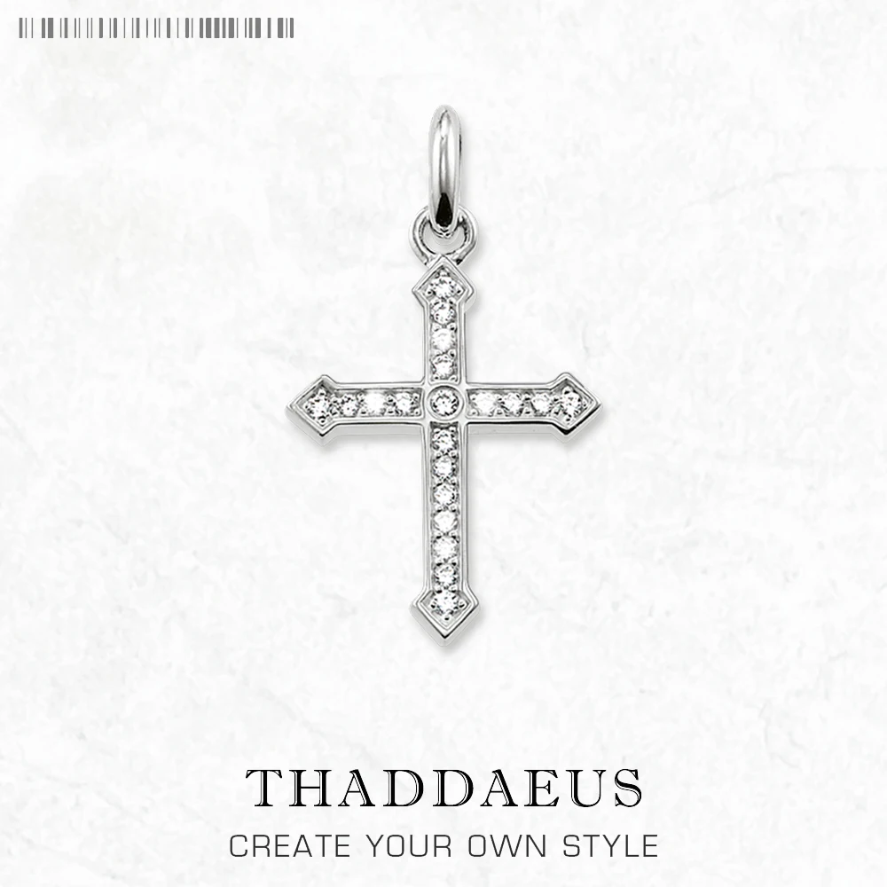 

Pendant Cross with Zircon New Jewelry 925 Sterling Silver Accessories Vintage Gift For Men Women