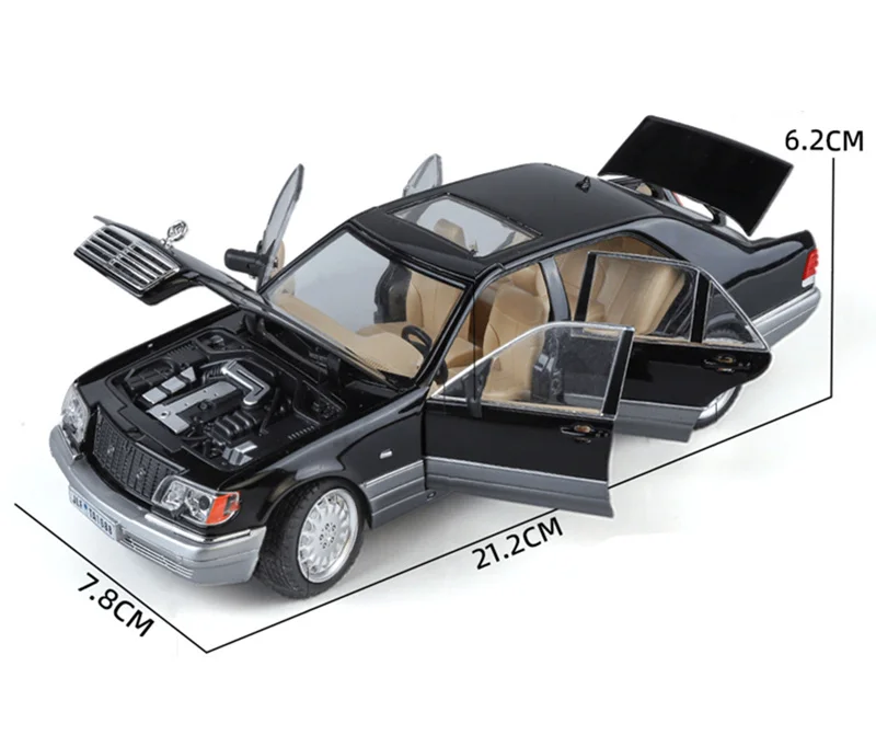 1:24 W140 S320 SEL Street Edition Legierung Oldtimer Modell Druckguss Metall Retro Alte Fahrzeuge Auto Modell Sound Licht Kinder Spielzeug Geschenk – Detail 2