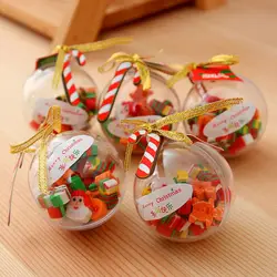 20 PCS/Ball Christmas Gift Santa Snowman Eraser With Transparent Packaging Ball Pencil Writing Eraser Stationery Gift For Kids