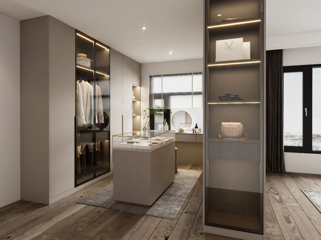 مجموعة غرف نوم كاملة مخصصة على الطراز الحديث من Angel Grace مع خزائن خشبية قابلة للتمديد عالية الجودة للفيلات