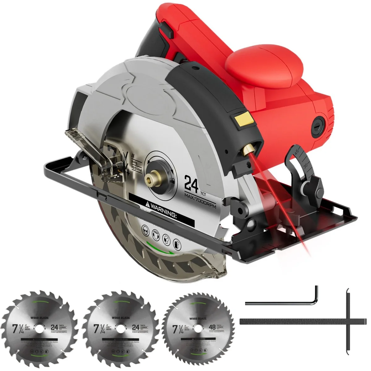 New Design 12A 5500RPM Corded Circular Saw with 7-1/4''  Blade Band Saw Steel Mini Circular Saw Power Tools Wood Machine