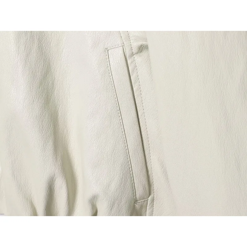 CharmChant Skórzane Kurtki Damskie Nowości na Zimę 2025 Płaszcz Damski Jednolity Kolor Y2K Vintage Bomberka Długi Rękaw Odzież Wierzchnia