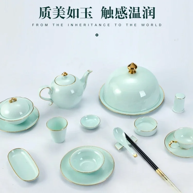 Hotel tableware, Phnom Penh, European style, high-end club restaurant Jingdezhen ceramic plates, celadon dishes