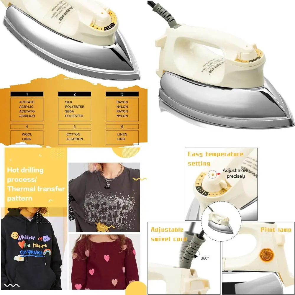 

Компактный утюг из нержавеющей стали, 700 Вт, идеально подходит для дома и промышленности, без функции пара, идеальный подарок на новоселье