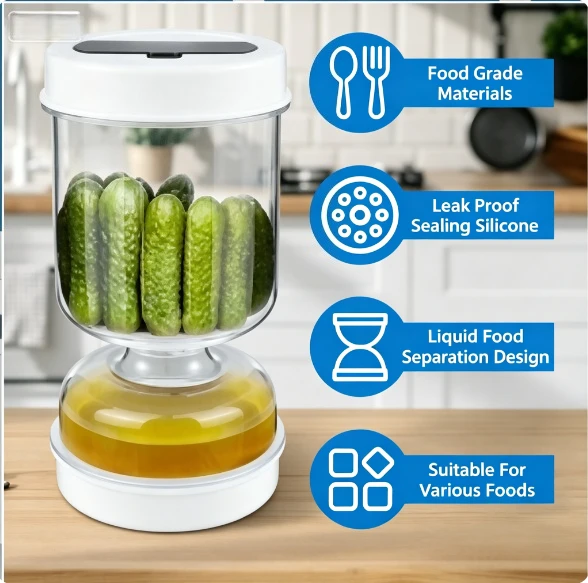 Hourglass Pickle Jar Dry Wet Separator Dispenser Leakproof Pickle Olive Storage Container Reusable Kitchen Food Separation Jar