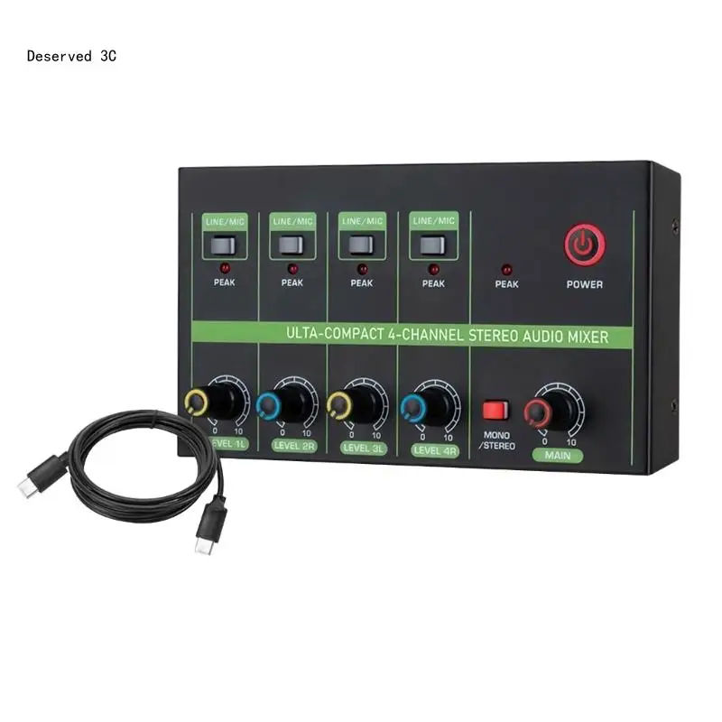 R9CB Kompakter Soundmixer 4-Kanal-Mischpult für Studioaufnahmen in kleinen Clubs