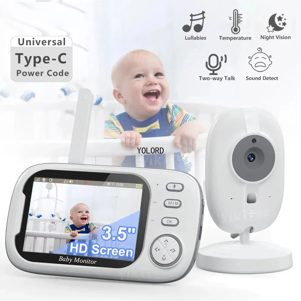 3.5 Inch Wireless Video Baby Monitor Mother Kids Two-way Audio Baby Nanny Security Camera Night Vision Temperature Monitoring