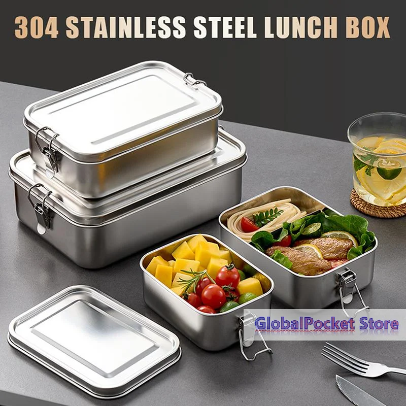 [TG823]304 Stainless Steel Lunch Box Bento Box Metal Food Storage Container With Locking Clasp Suitable For Work And School