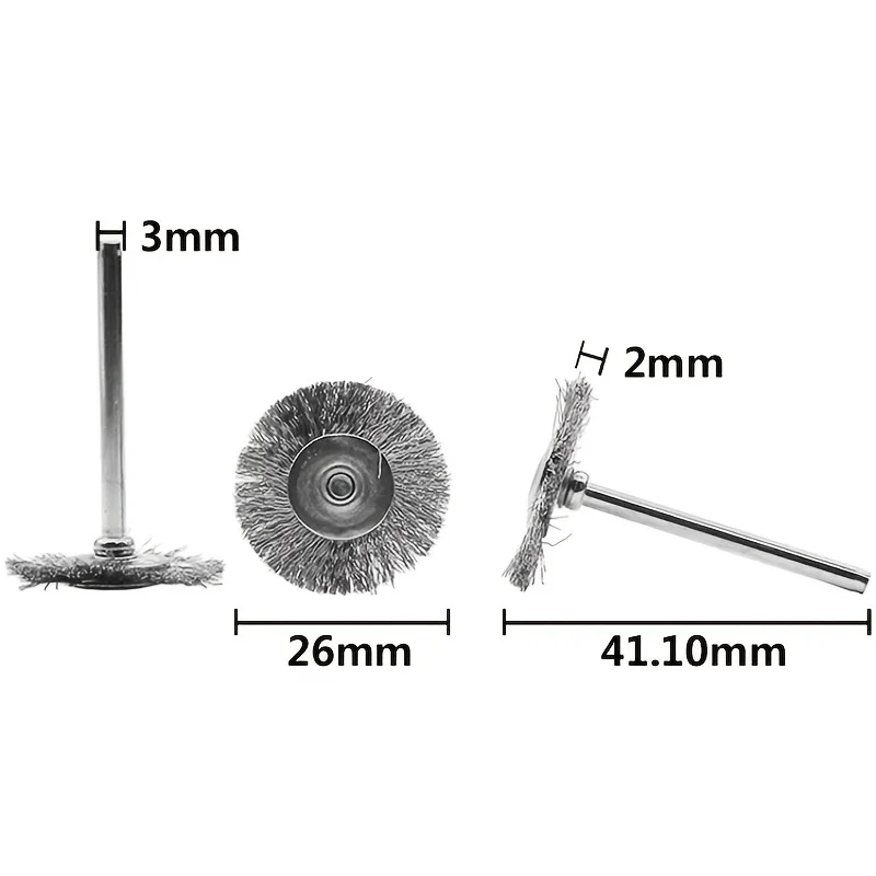 10 Pcs T-Shaped Stainless Steel Wire Brush Wheel 1/8'' Mandrel Rust Removal Polishing Wheel Compatible with Dremel Rotary Tools