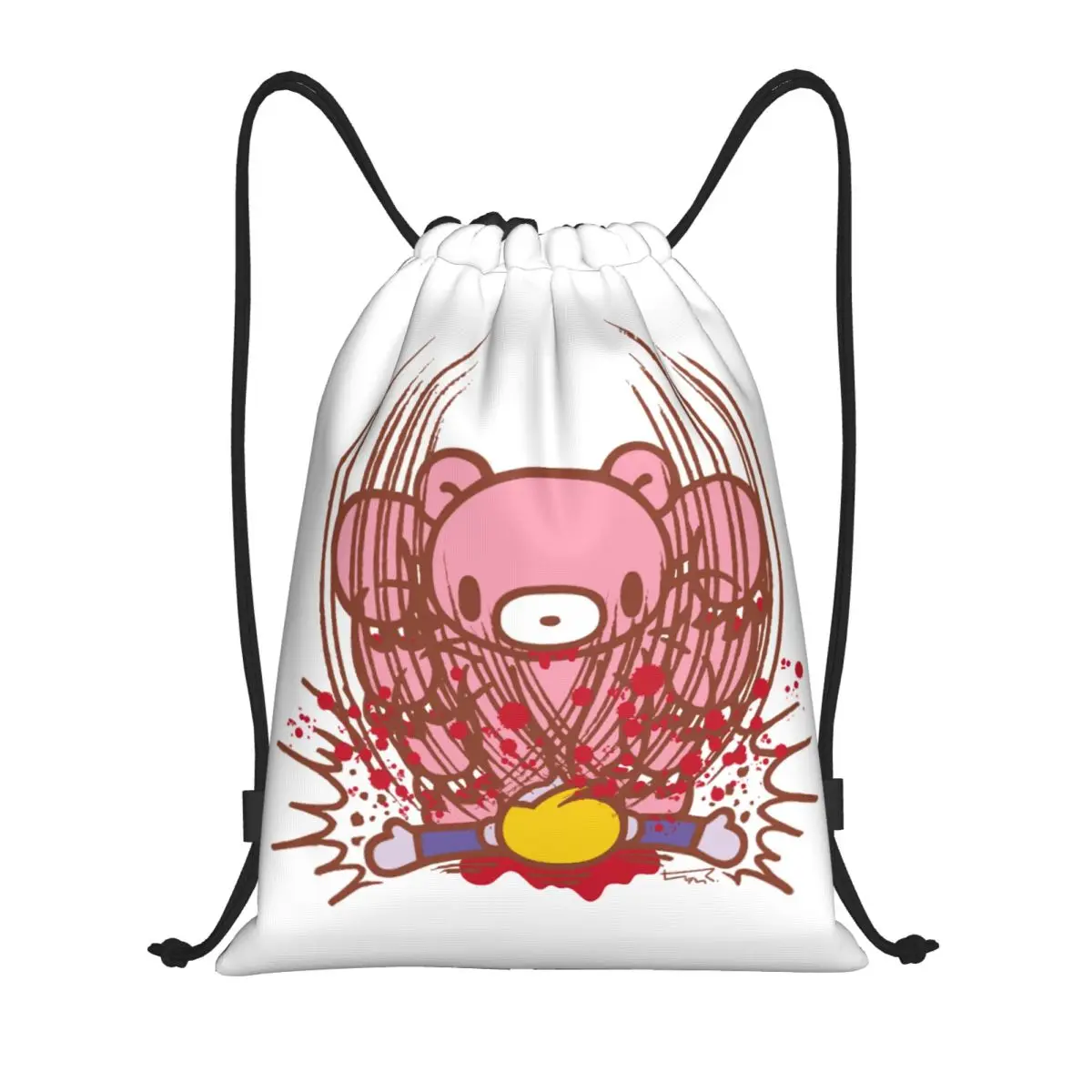 

Манга анимация мрачный медведь рюкзак на шнурке для женщин и мужчин спортивный рюкзак для спортзала складная тренировочная сумка мешок