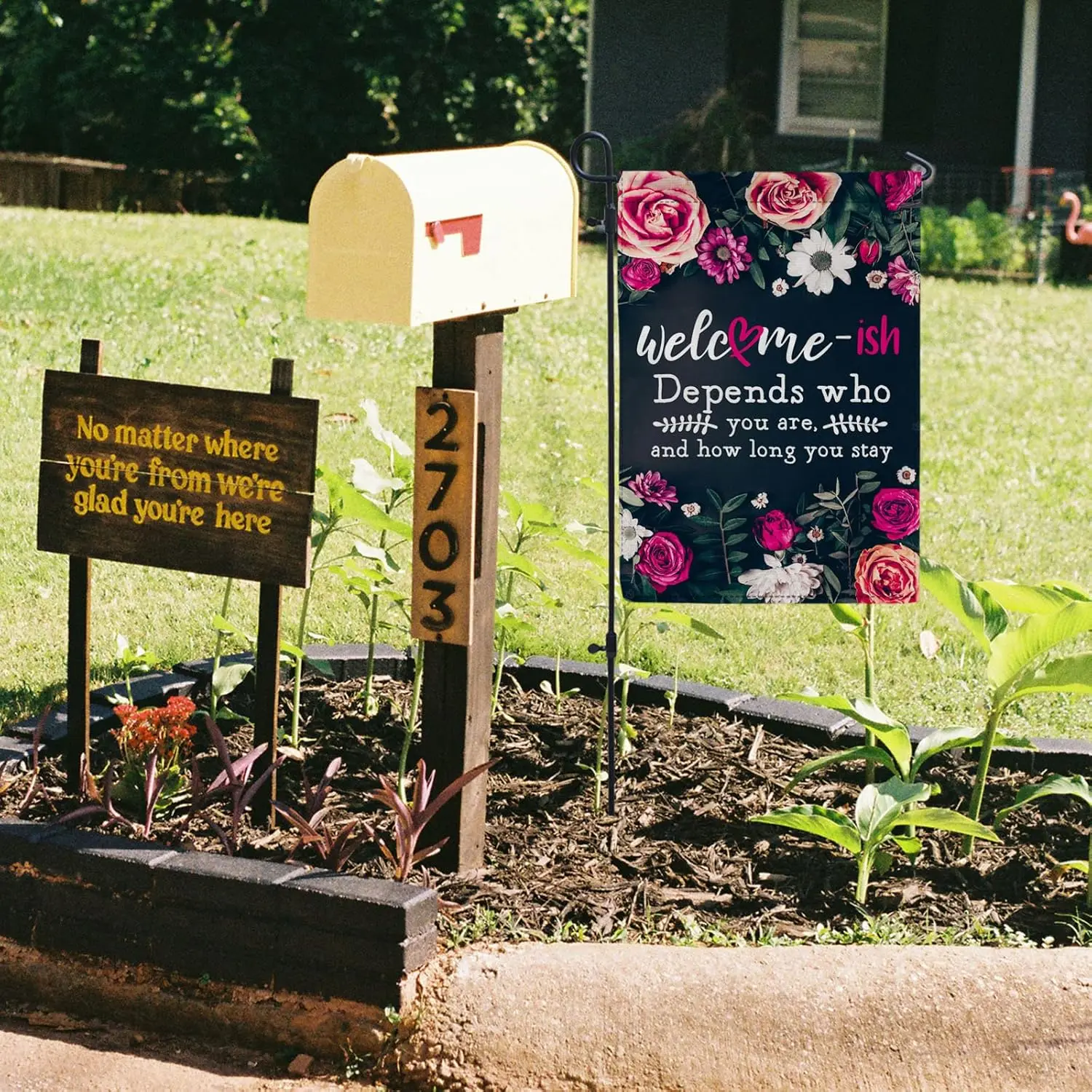 Welcome-ish Depends on Who You Are & How Long Autumn Flags for Outside Farmhouse Garden Flags for Outside, Halloween Yard Fl