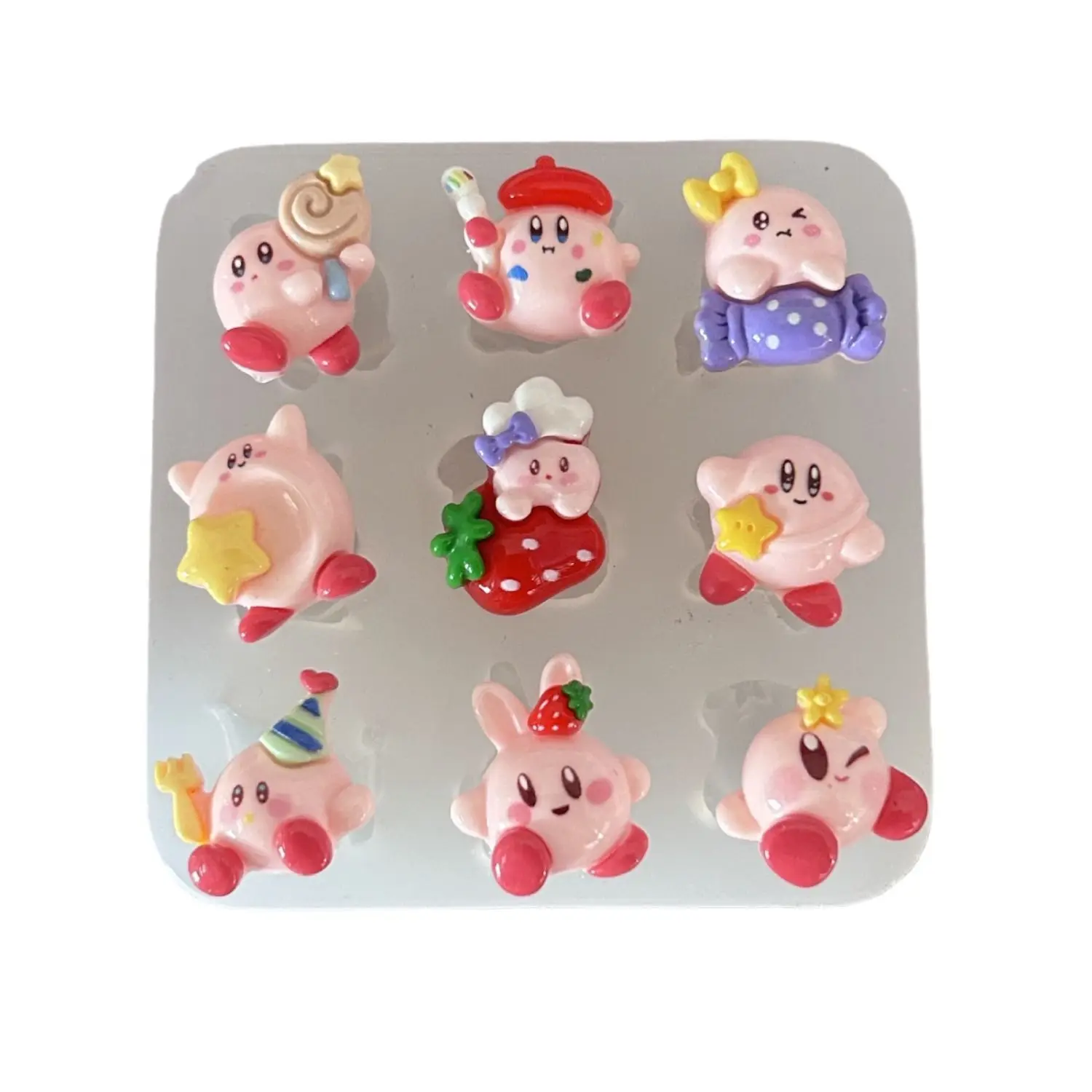 Kirby Silicone Mold Fashion Creativity Modeling Glossy Surface Mold Diy Phone Sticker Refrigerator Magnet Resin Casting Mold view 4
