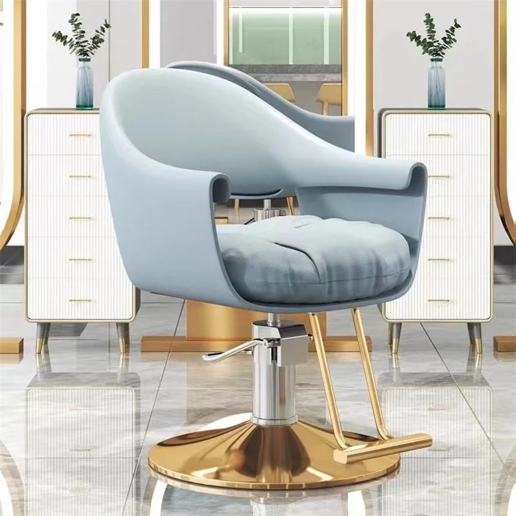 

European Modern Style Professional Barber Shop Styling Chair Handmade Genuine Leather Steel Salon Furniture for Living Room