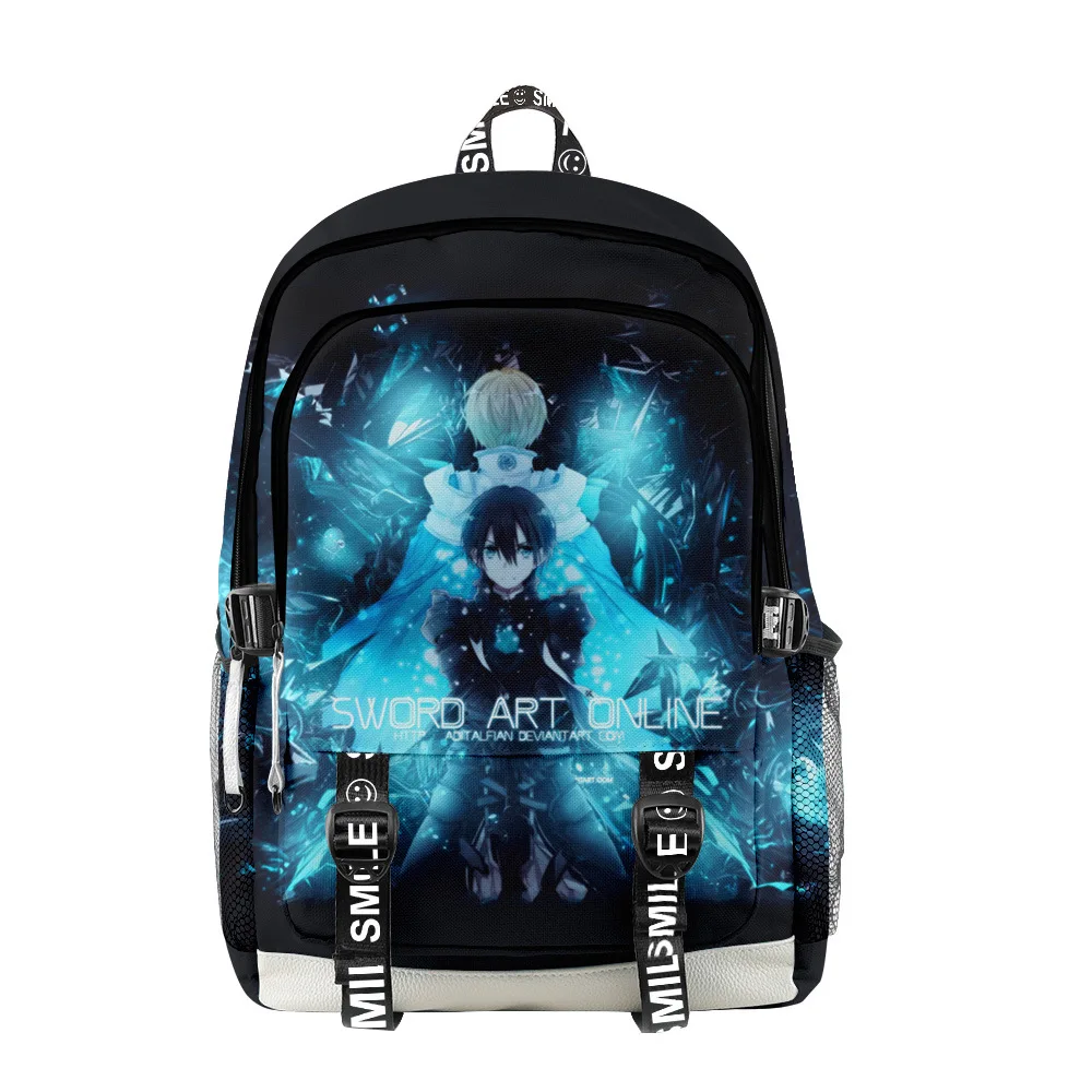 Harajuku Novelty Sword Art Online Student School Bags Unisex 3D Print Oxford Waterproof Notebook multifunction Travel Backpacks