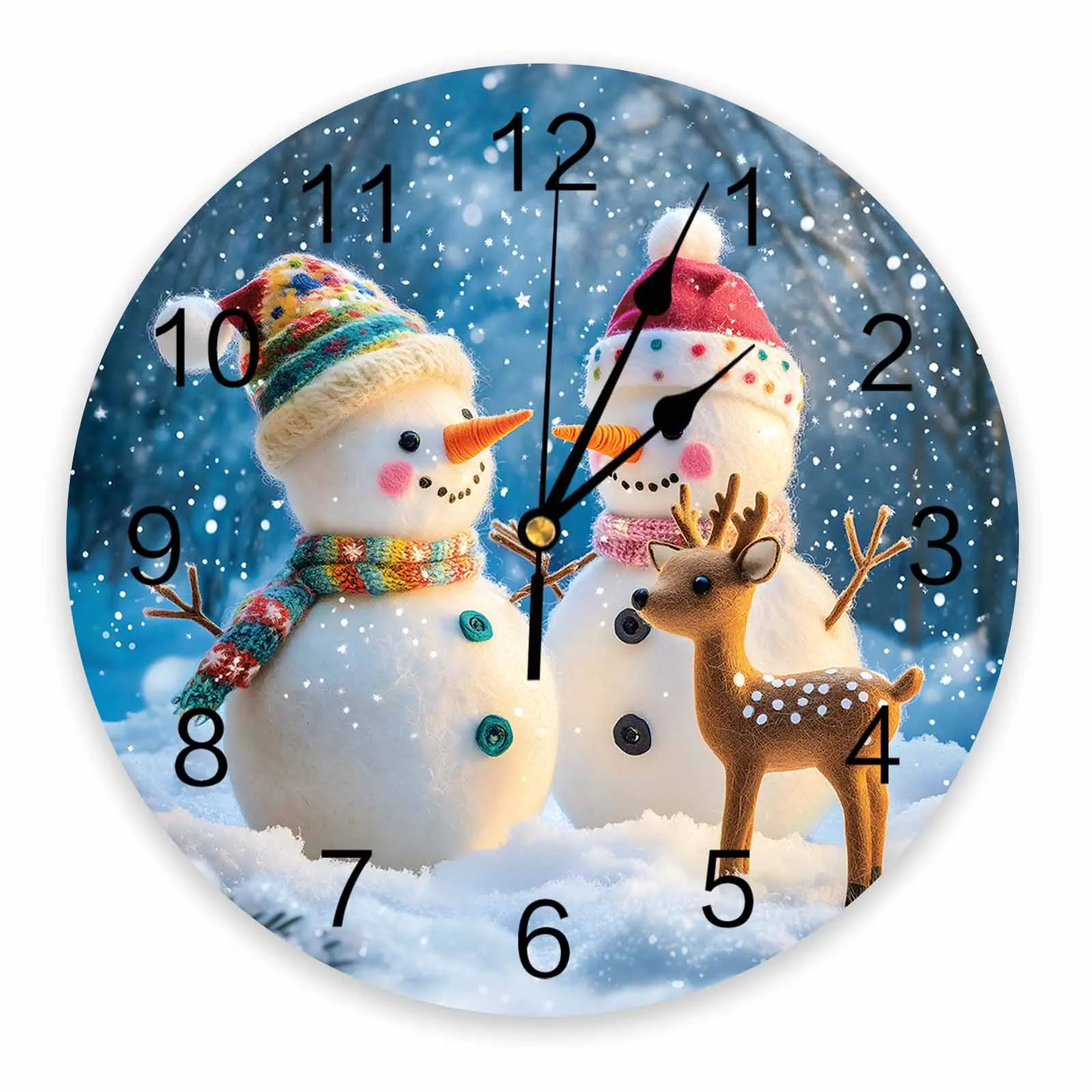 

Christmas And Winter Snowman Wall Clock Large Modern Kitchen Dinning Round Wall Clocks Watches Living Room