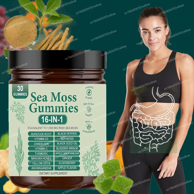 

Sea Moss Gummies 16 In 1 Soft Candy for Bone Health,Improves Skin Condition,Promotes Metabolism and Strength Immune System