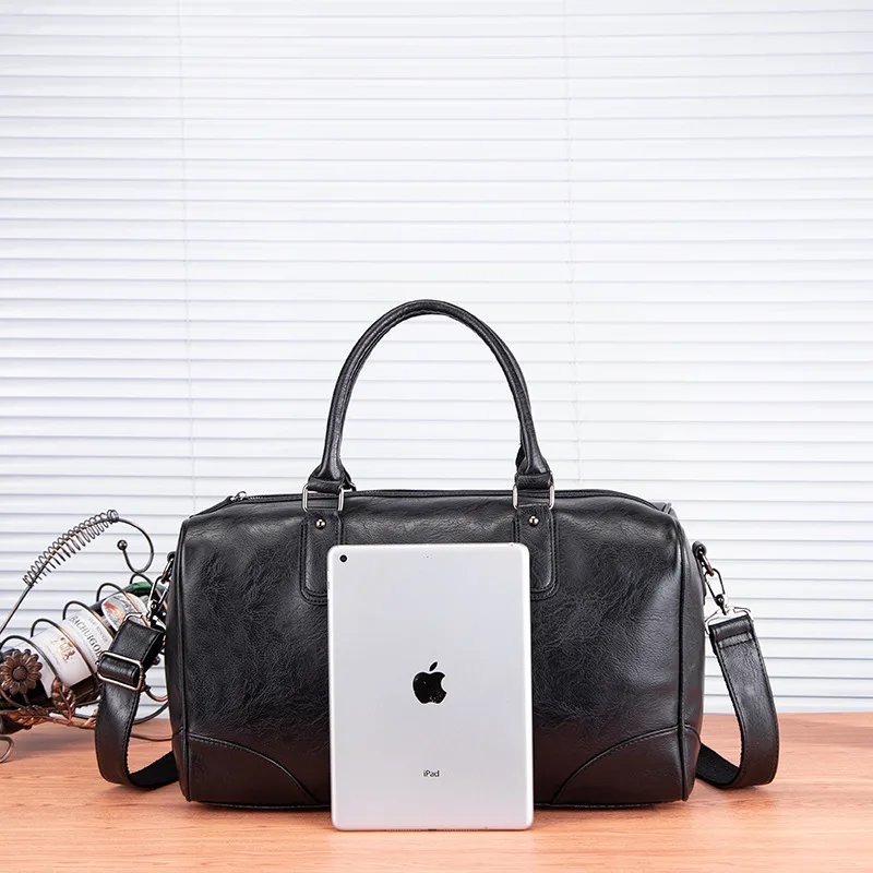 GOYN Men's Vintage Leather Travel Tote Handbag Durable Anti-Theft Crossbody Shoulder Bag Weekender Overnight Carry-On Duffle Bag