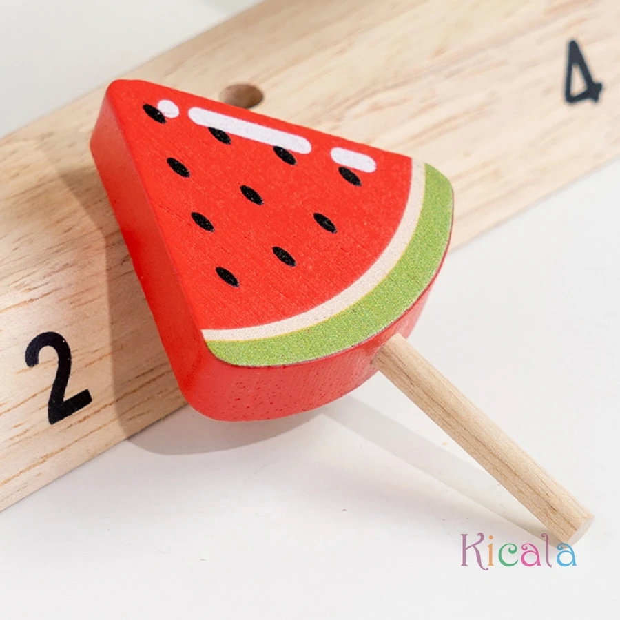 ของเล่นเกมจับคู่รูปทรงและสีสำหรับเด็ก ทำจากไม้ รูปผลไม้ ลูกอม ไอศกรีม เสริมสร้างการคิดเชิงตรรกะ ฝึกการเรียนรู้ ของเล่นอาหารจำลอง