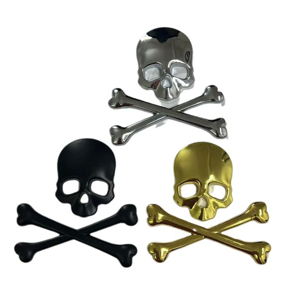

3D-металлический эмблема автомобиля с черепом и костями, набор из 2 предметов - значок багажника в готическом стиле, подходит для Jeep Truck, мотоциклов, внедорожников CB-31