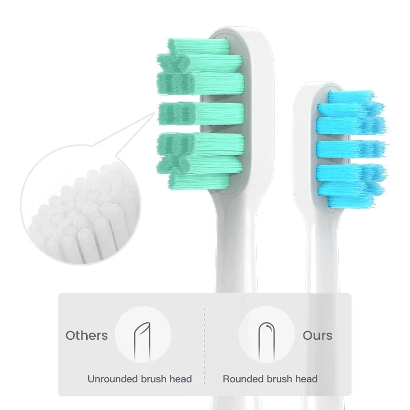 Replacement Brush Heads For xiaomi Mijia T300/T500/T700 Sonic Electric Toothbrush Soft Bristle Nozzles with Caps Sealed Package