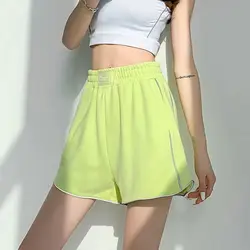 2024 Summer Thin Loose Casual Simple High Waist Solid Color Outwear Running Sports Slimming A-line Wide Leg Hot Pants for Women