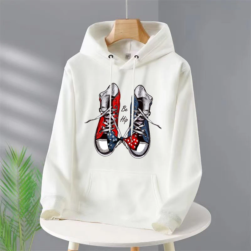 For Men's /Women‘s 2023 Canvas Sneakers Printed Streetwear Hoodie Sweatshirts Pullover Harajuku Casual Fashion Oversized Clothes