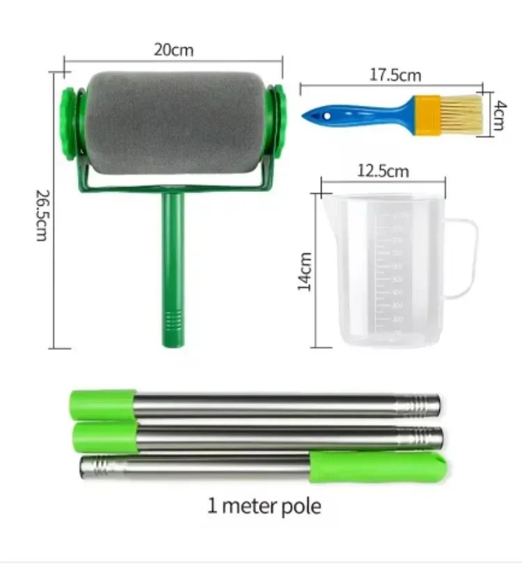 Suntool Paint Roller Brush Kit Pro,Wall Painting Handle Tool with Paint Runner Brush and 3 Extension Poles for Walls and Ceiling