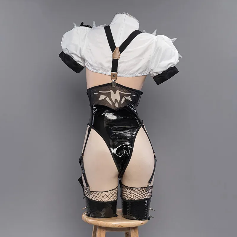 

az15Game NieR YoRHa No.2 Type B Sexy 2B Cosplay Leather Outfit Wig Prop Halloween Carnival Role Play Outfits Party Adult