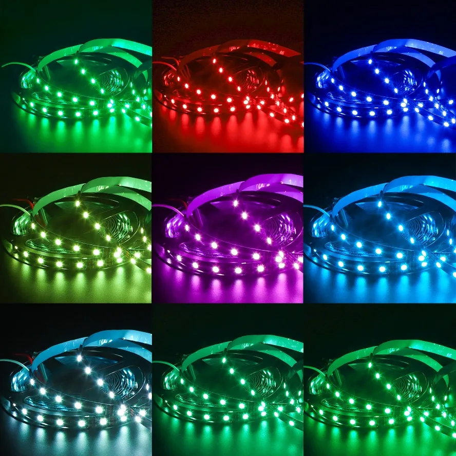 5m RGB Colored Light WS2812B 5050 RGBIC 5V Smart Waterproof LED Strip Individually Addressable IC 30/60/144Pixels/Leds/m Light