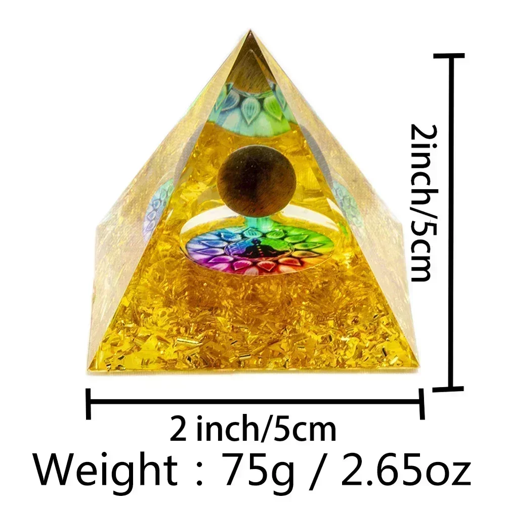 5cm Natural Crystal Energy Generator Pyramid Peridot Amethyst Reiki Healing Chakra Resin Pyramid Egyptian Decor Room Decoration