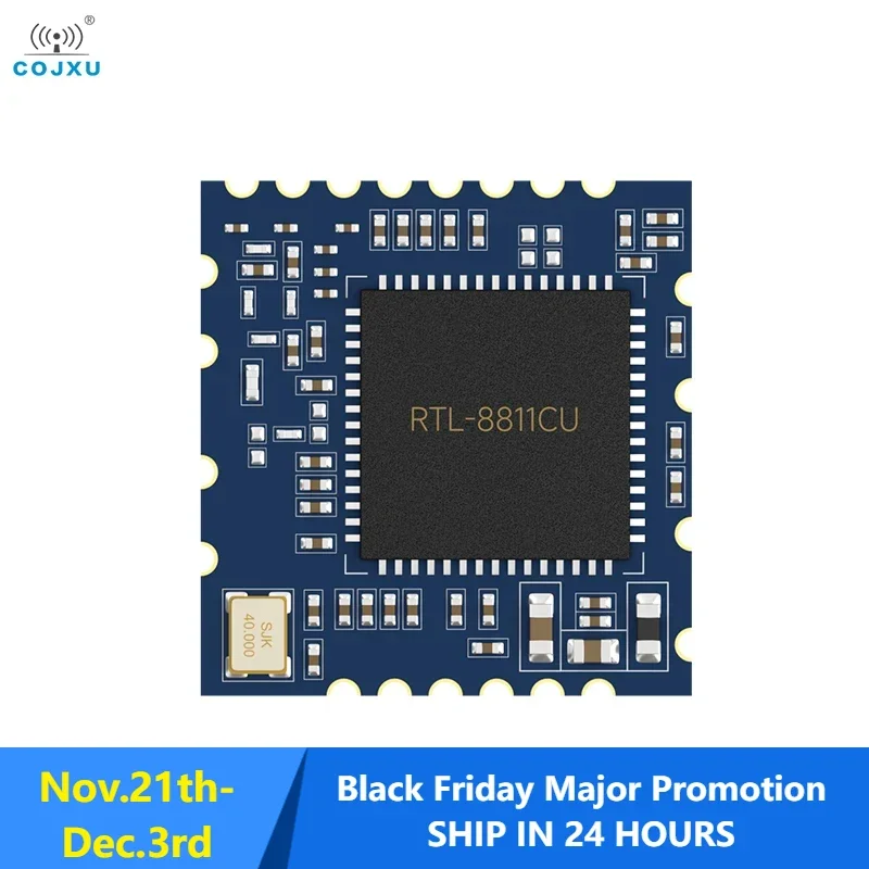 

RTL8811CU 2.4GHz 5.8GHz WiFi Module COJXU E103-RTL8811CU SDIO SMD Module Low Cost 22dBm 200m USB Interface 22dBm Stamp Hole