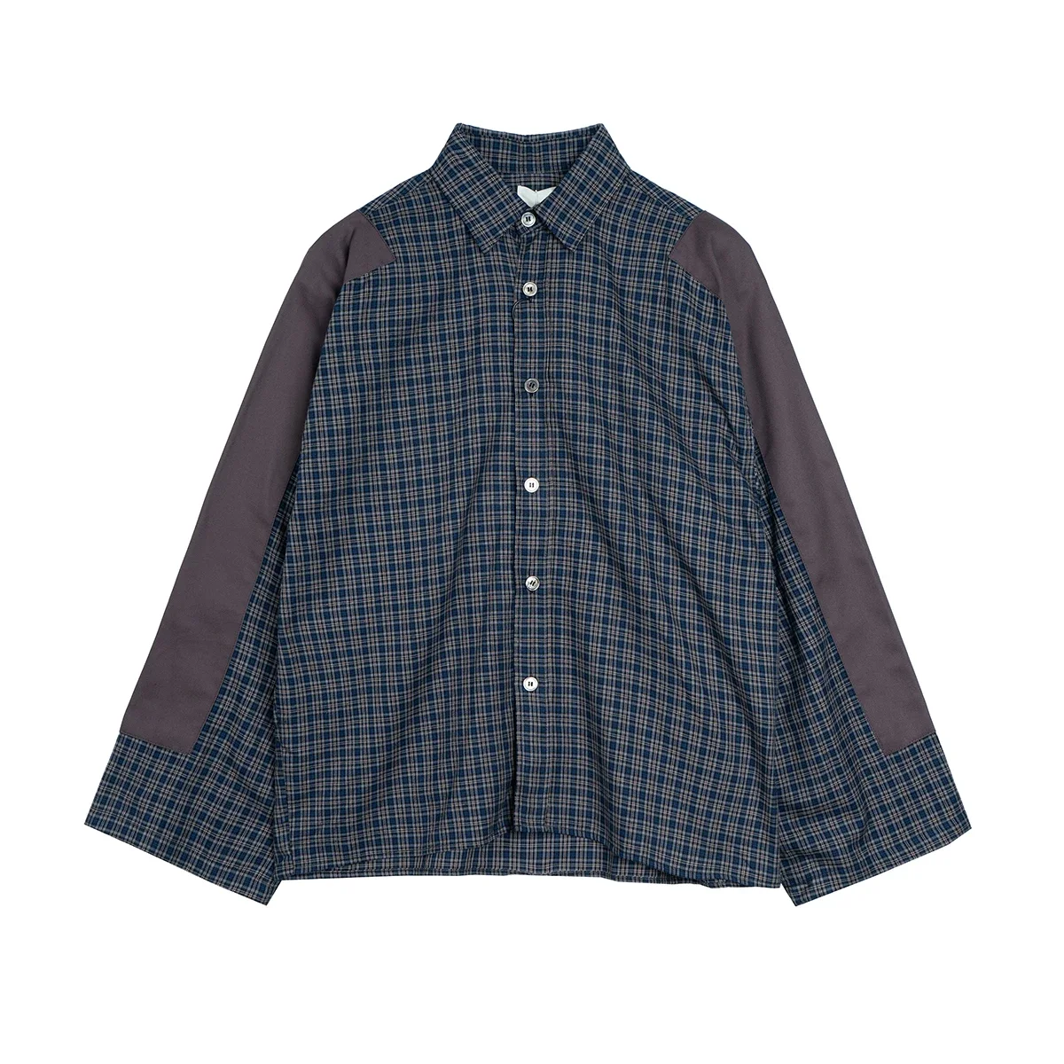 

Harajuku Patch Contrast Color Checkered Shirts for Men and Women Turn-down Collar Oversized Casual Long Sleeve Fall Plaid Shirt