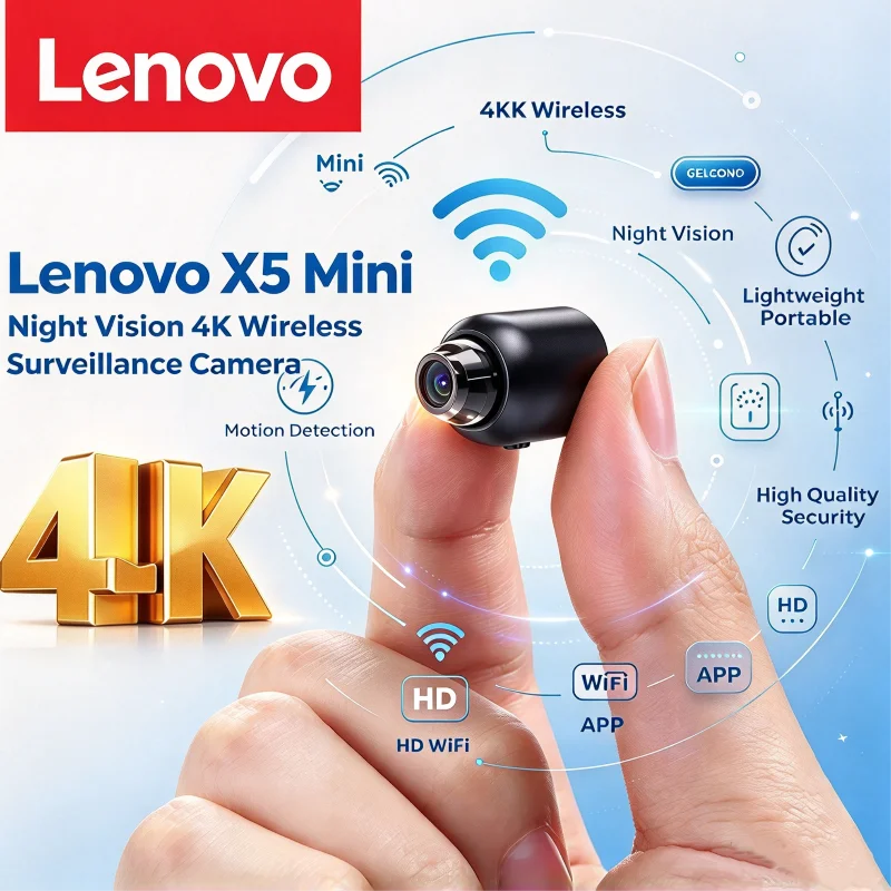 Lenovo X5 Mini Night Vision 4K Wireless Surveillance Camera Lightweight Clear Portable Motion Detection High Quality Security