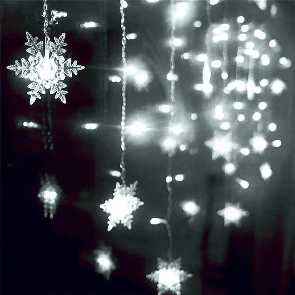 

8 Modes Christmas Decorations 2024 Snowflake Window Curtain Garlands Led Icicle Fairy Lights Flashing EU-Plug New Year 2025