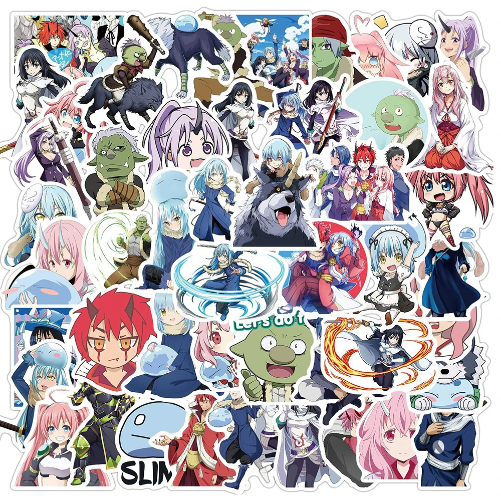 50pcs Rimuru Tempest That Time I Got Reincarnated As a Slime Stickers Benimaru Shuna Shion Anime Sticker Shizue Decal Gift