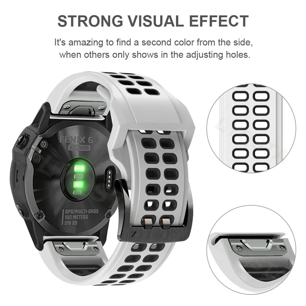 Fenix 7 7X Pro 6X 6 Pro 5 5X Plus Epix2 Enduro 2 965 955 Wristband QuickFit Bracelet کے لیے 26 22MM سلیکون واچ بینڈ کا پٹا