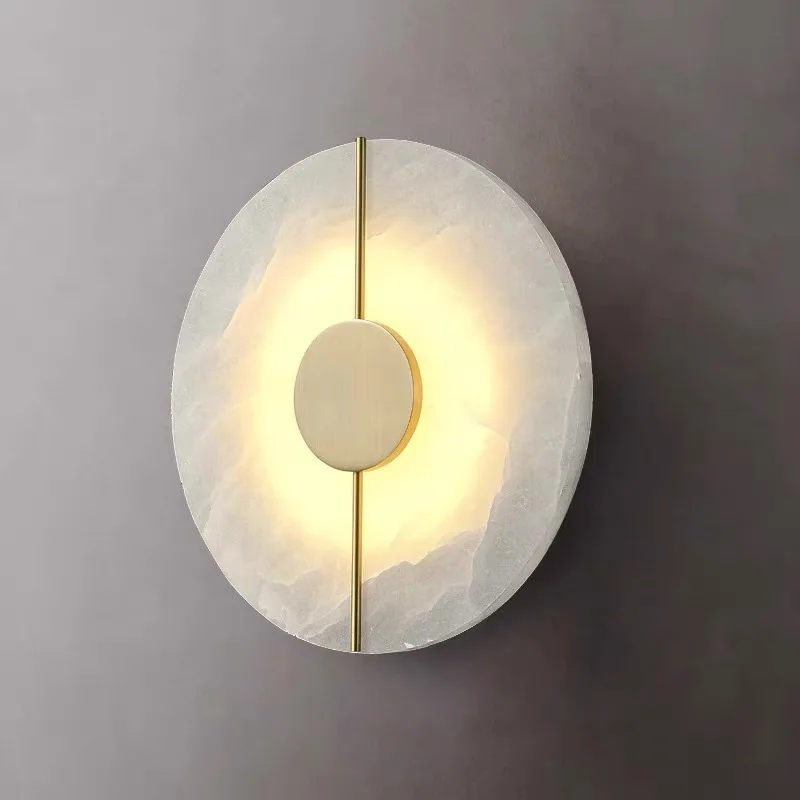 Modern Luxury Creative Marble Wall Light - Alabaster Marble Wall Sconce for Bedroom Bedside Living Room Aisle Indoor Decor