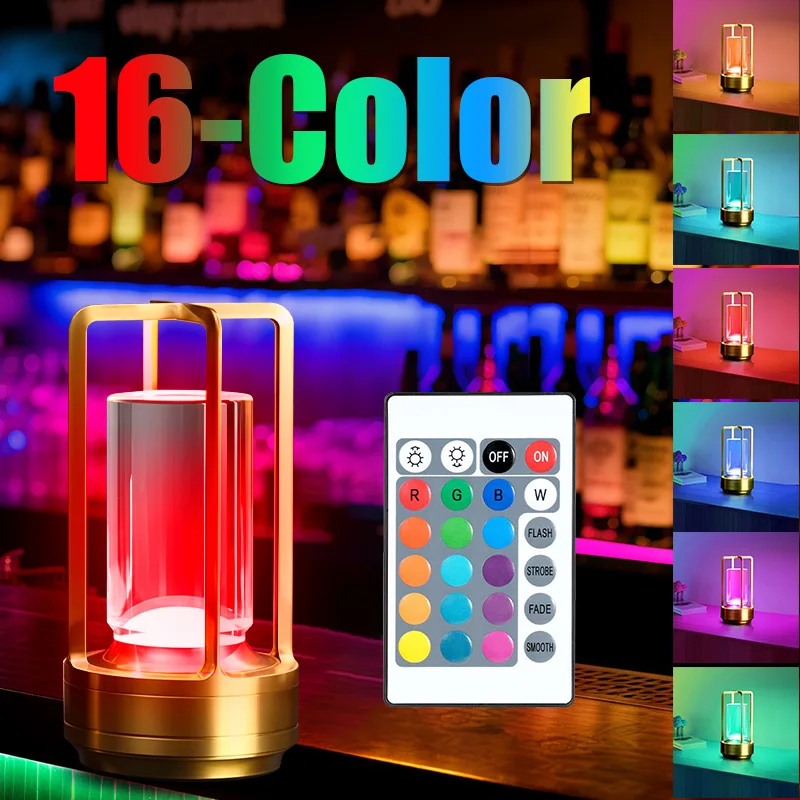 LED Beside Lamp USB Rechargeable Atmosphere Desk Lamp Dimming Touch Switch Decorative Lighting for Gift Bar Party Camping Decor