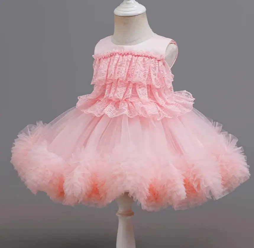 Lace Baby Girl Performance Dress Ruffles Girls' Princess Dresses Puffy Girly Clothes Ball Gown