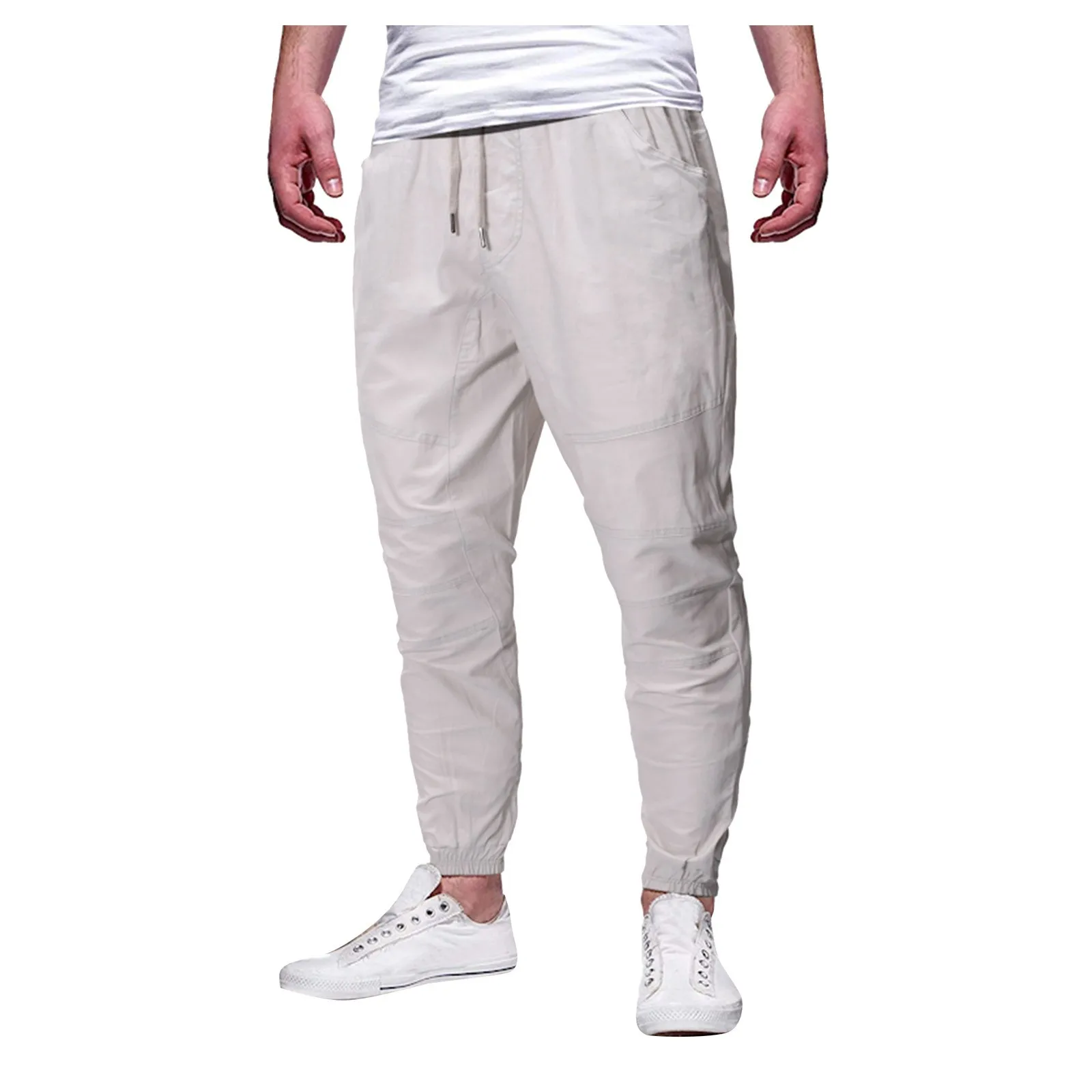 Waistband Pant Tethered Loose Long And With Waistband Trousers With Pockets And Color Casual Soild Men's Men's pants Tie Band