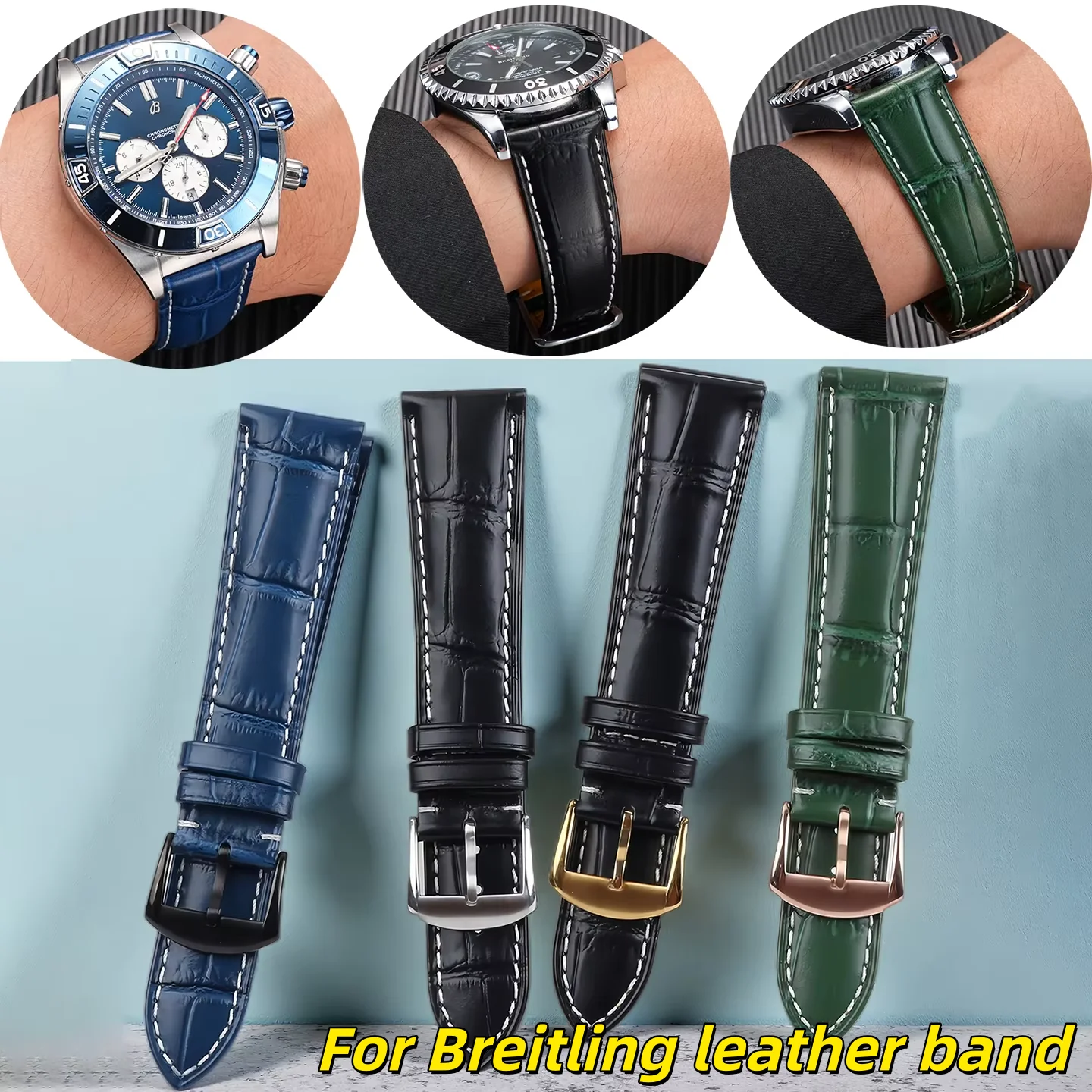 

Новый 22-18 мм для Breitling Aviation Timing из воловьей кожи, ремешок-цепочка для часов из натуральной кожи, браслет Navigator Avenger, мужской ремешок для часов