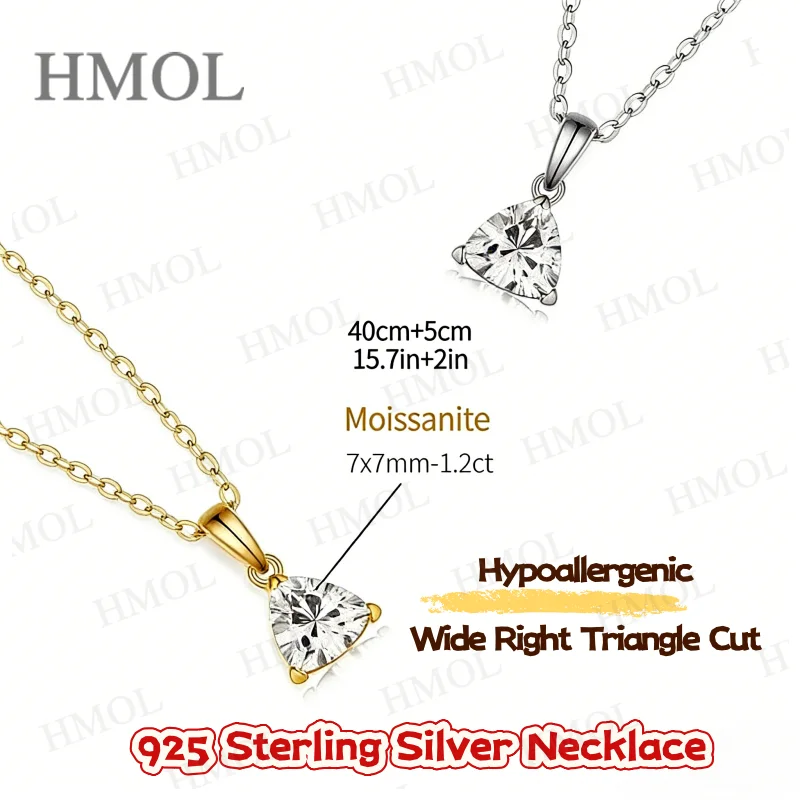 

Moissanite Pendant Necklace S925/10K/14K Trillion Cut 7x7mm D VVS1 Ideal Gift Daily Wear Fine Jewelry For Women Anniversary